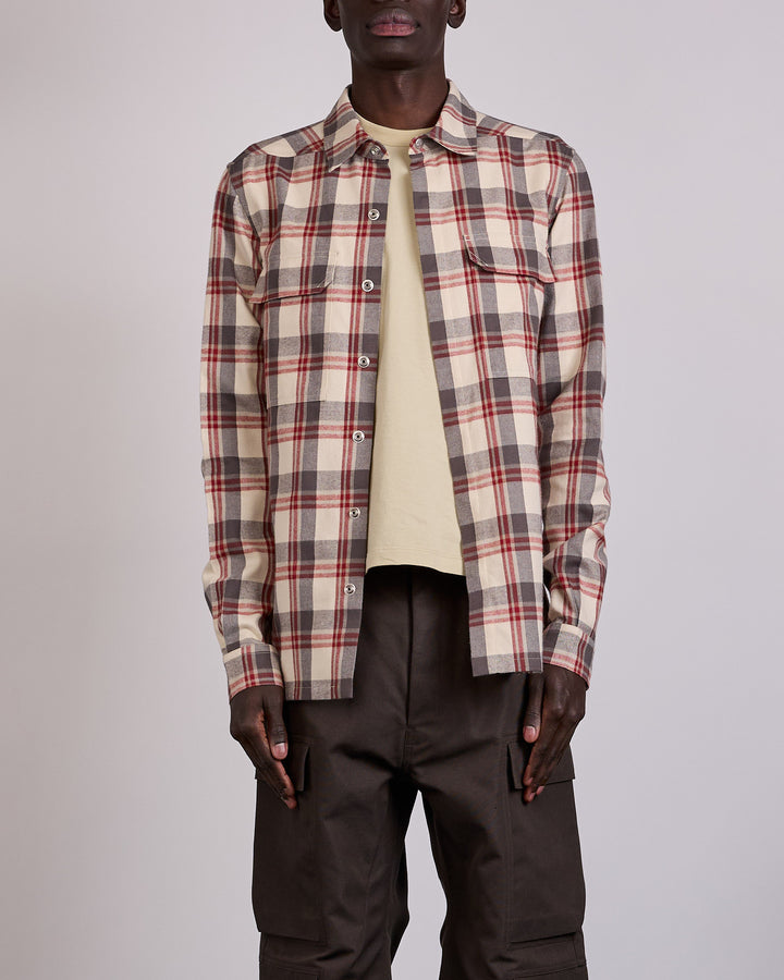 Rick Owens Outershirt Cotton Plaid Milk