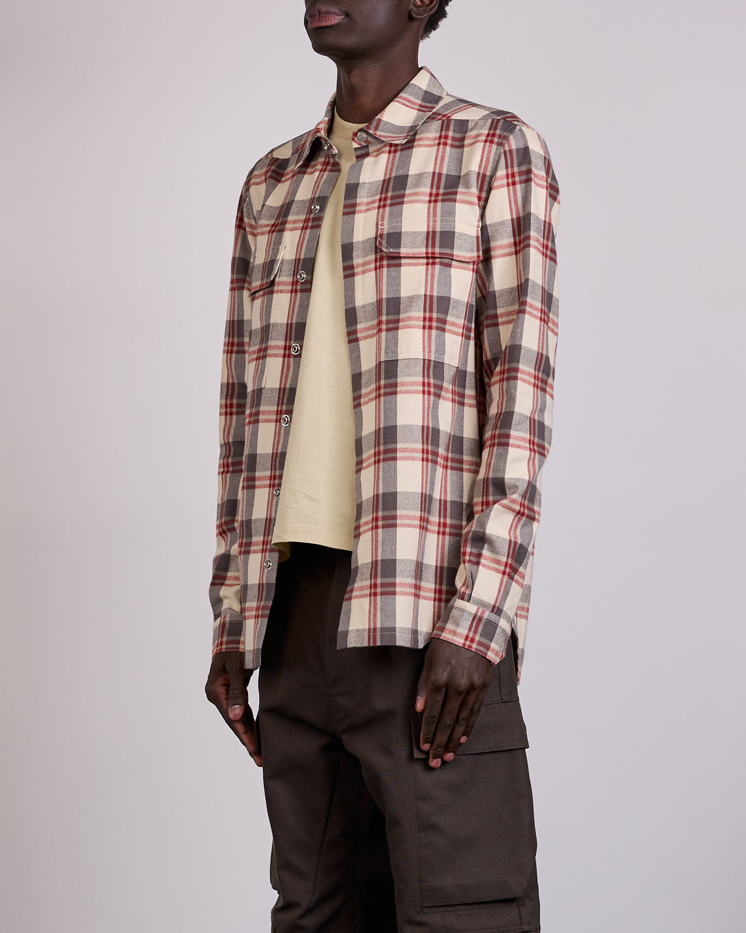 Rick Owens Outershirt Cotton Plaid Milk