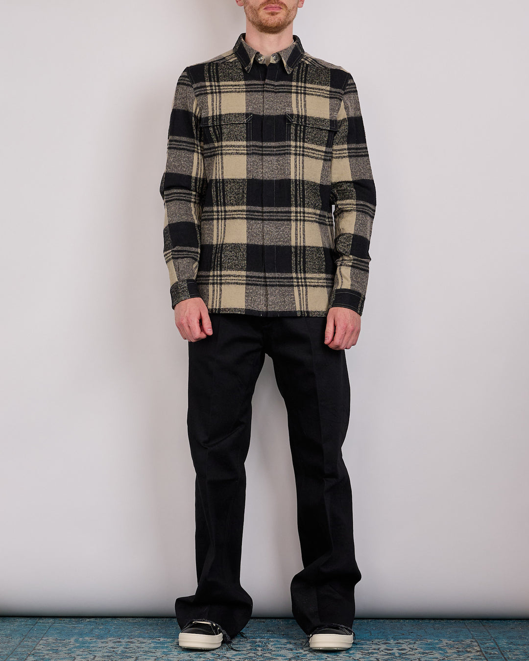 Rick Owens Outershirt Cotton Plaid Pearl