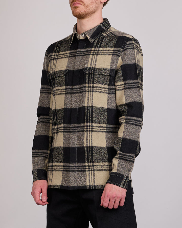 Rick Owens Outershirt Cotton Plaid Pearl