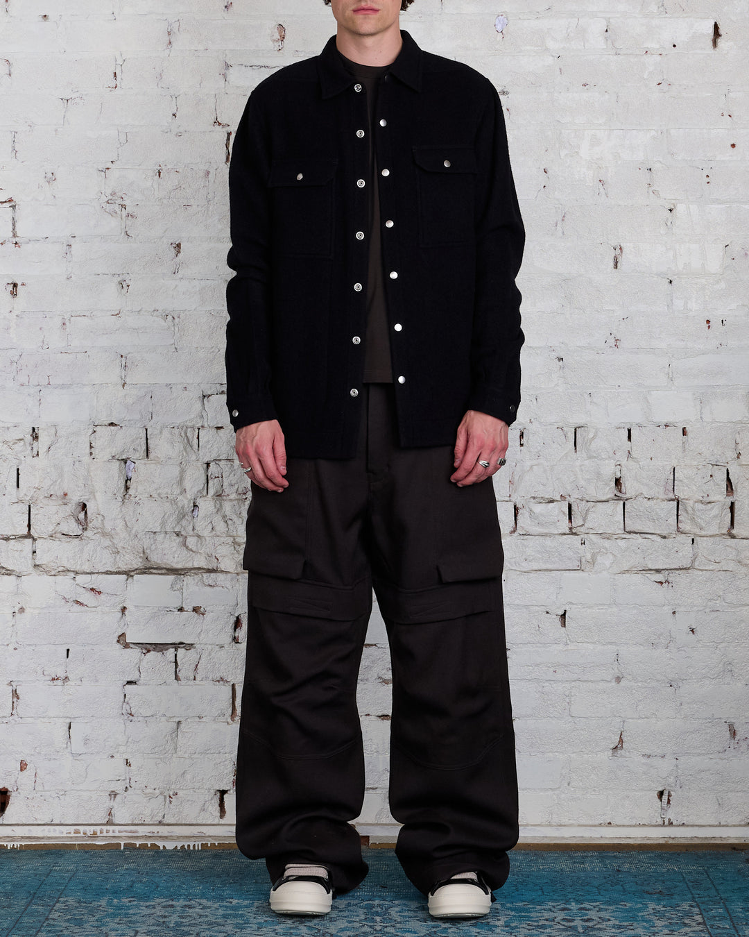 Rick Owens Outershirt Lodenette Wool Black