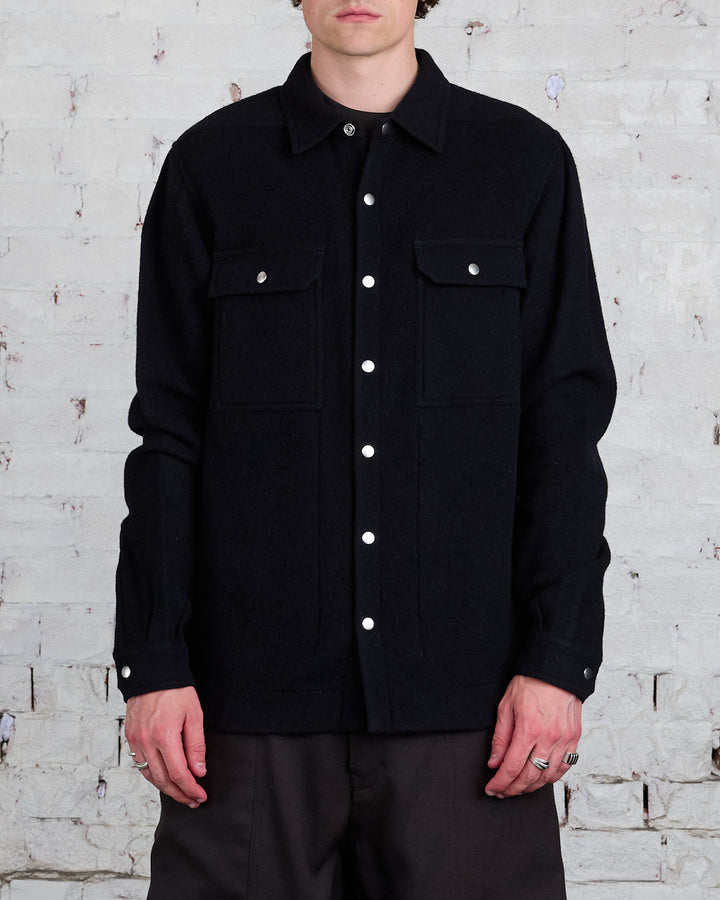 Rick Owens Outershirt Lodenette Wool Black