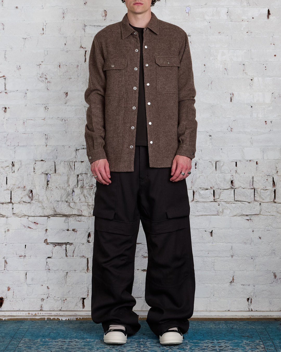 Rick Owens Outershirt Lodenette Wool Fawn