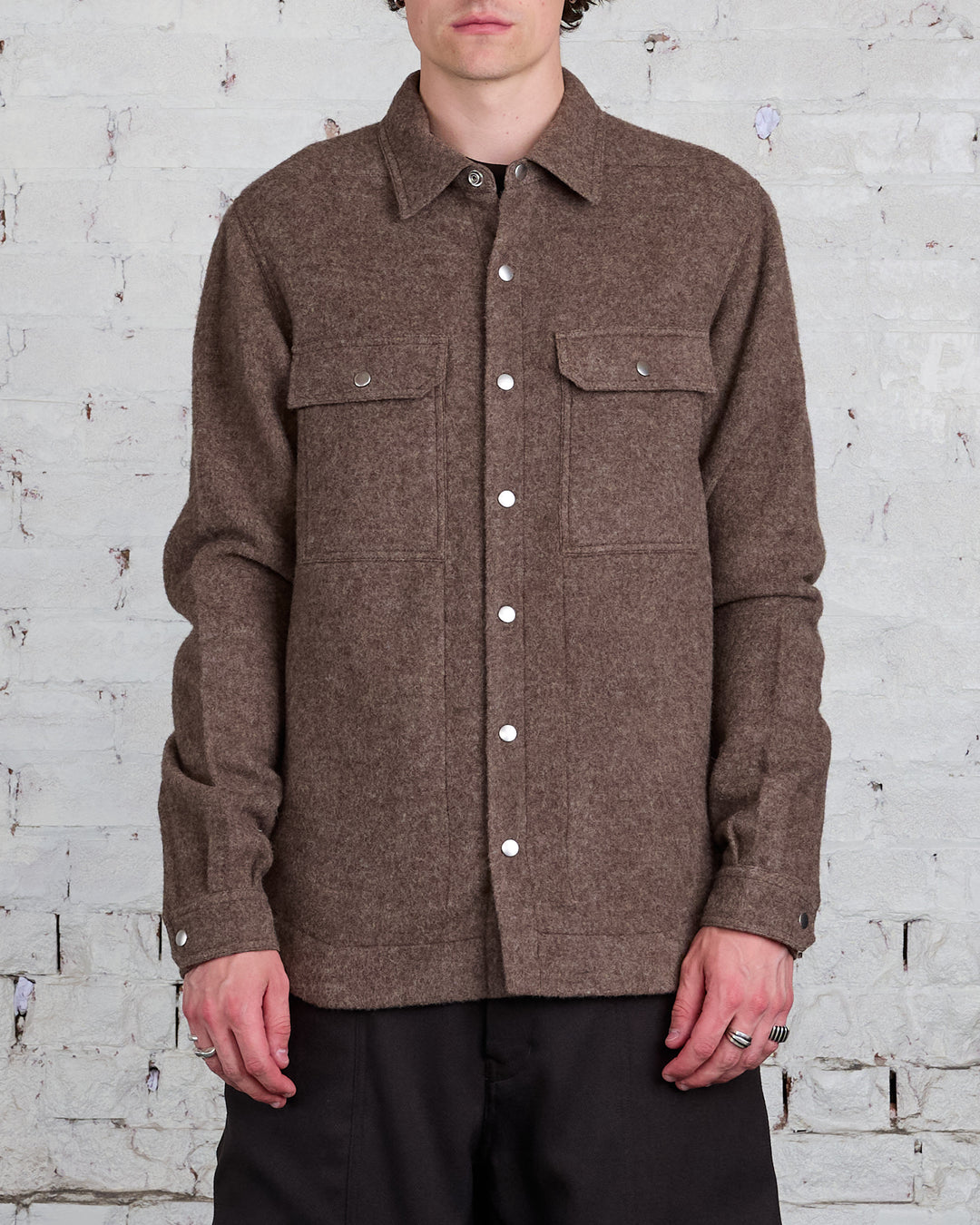 Rick Owens Outershirt Lodenette Wool Fawn