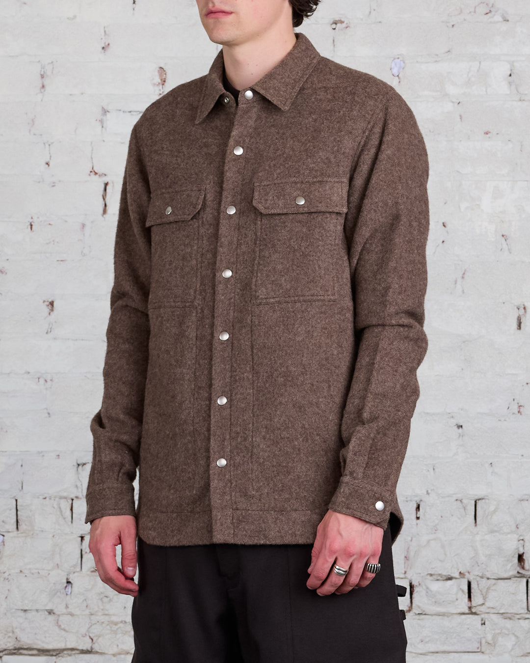 Rick Owens Outershirt Lodenette Wool Fawn