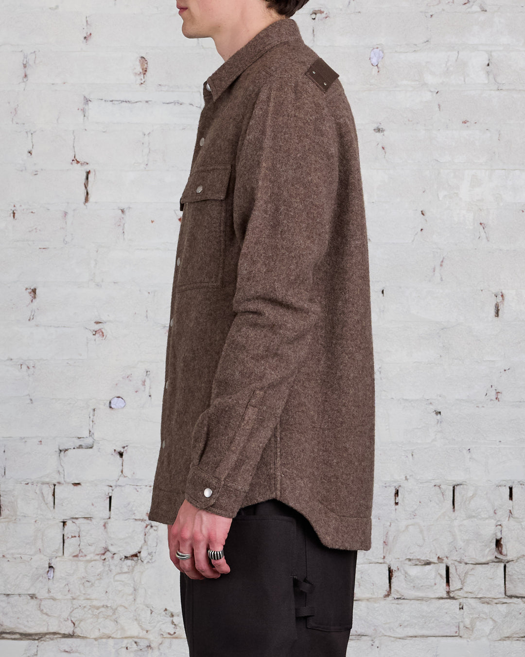 Rick Owens Outershirt Lodenette Wool Fawn