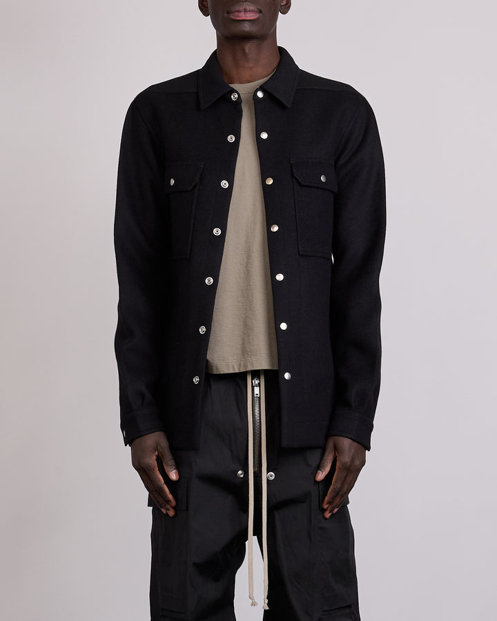 Rick Owens Outershirt Melton Wool Black