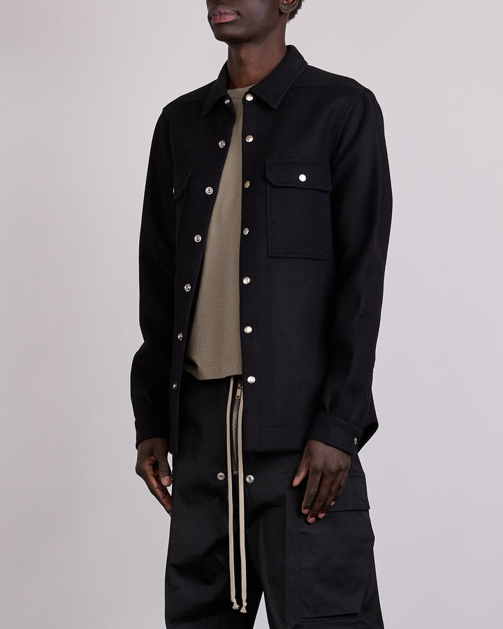 Rick Owens Outershirt Melton Wool Black