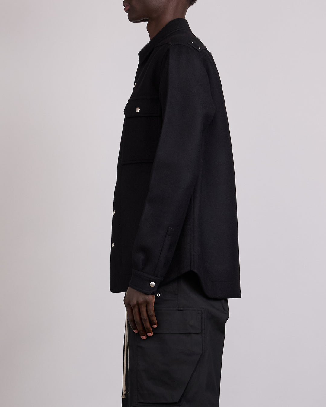 Rick Owens Outershirt Melton Wool Black