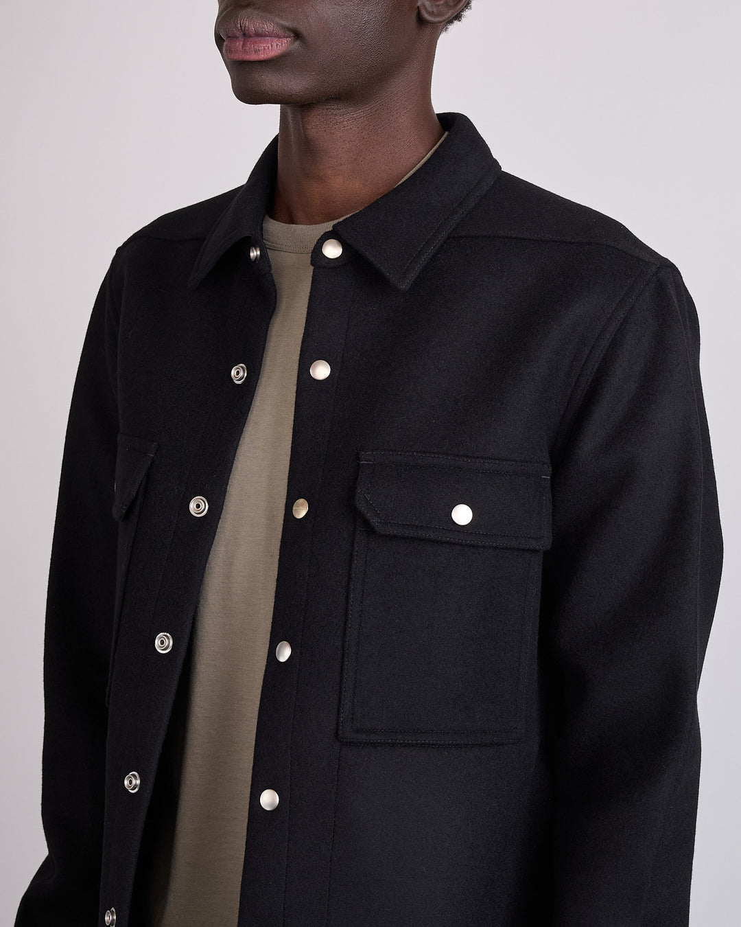 Rick Owens Outershirt Melton Wool Black