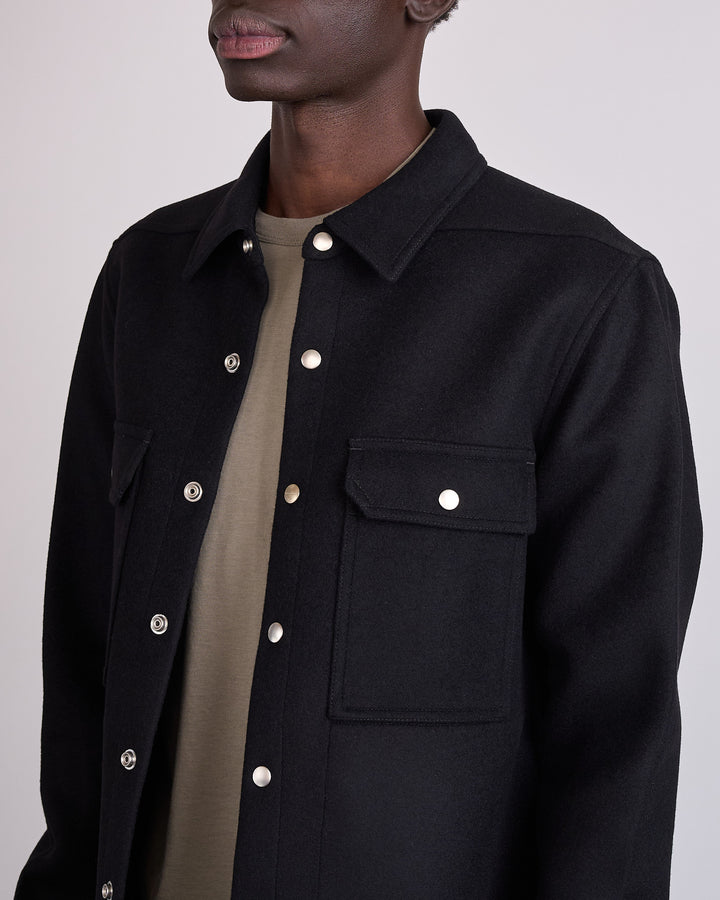 Rick Owens Outershirt Melton Wool Black
