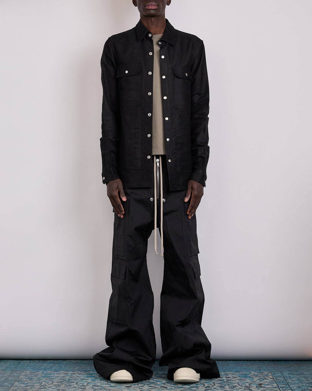 Rick Owens Outershirt Ramie Moleskin Black