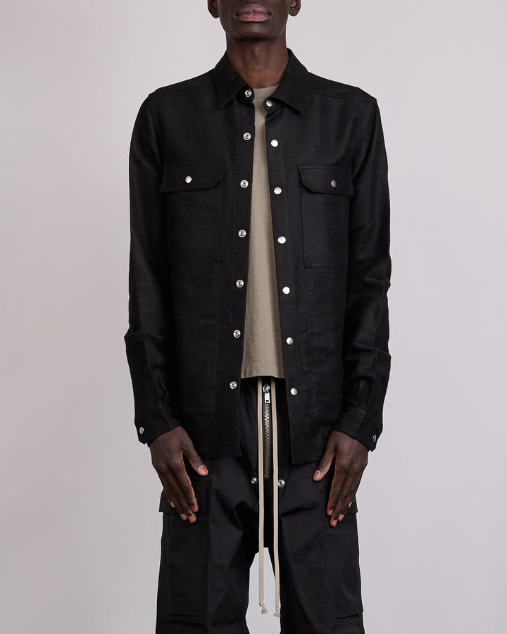 Rick Owens Outershirt Ramie Moleskin Black