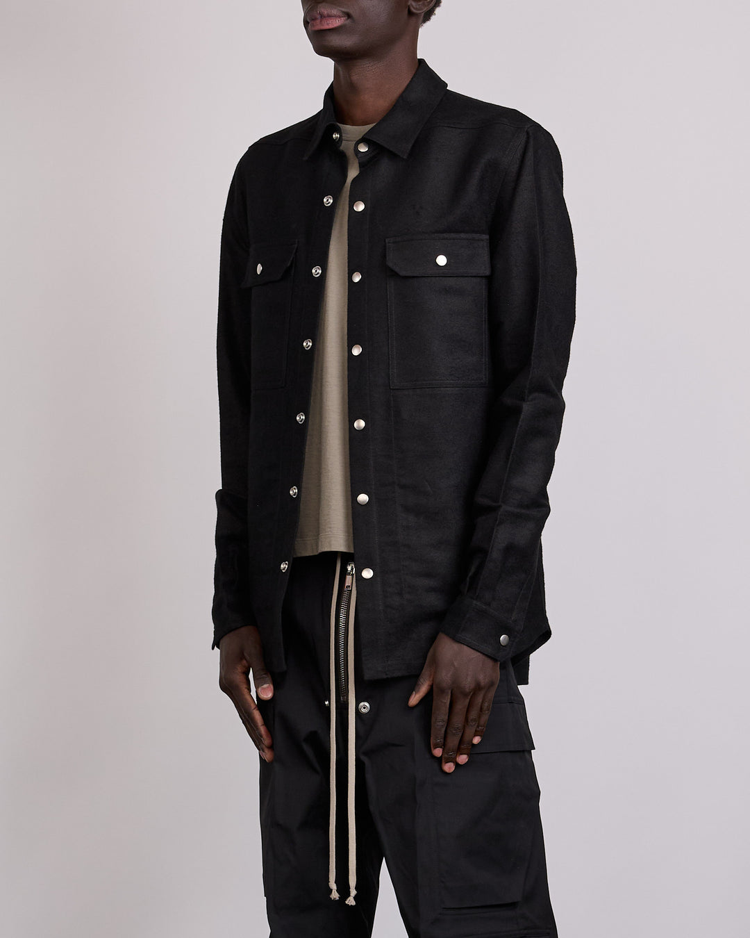 Rick Owens Outershirt Ramie Moleskin Black
