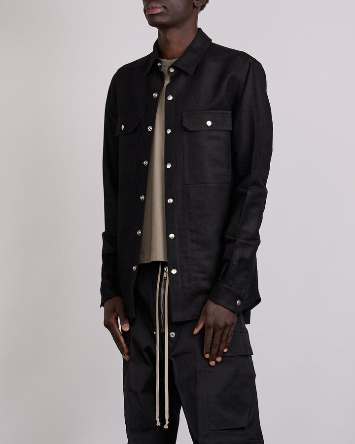 Rick Owens Outershirt Ramie Moleskin Black