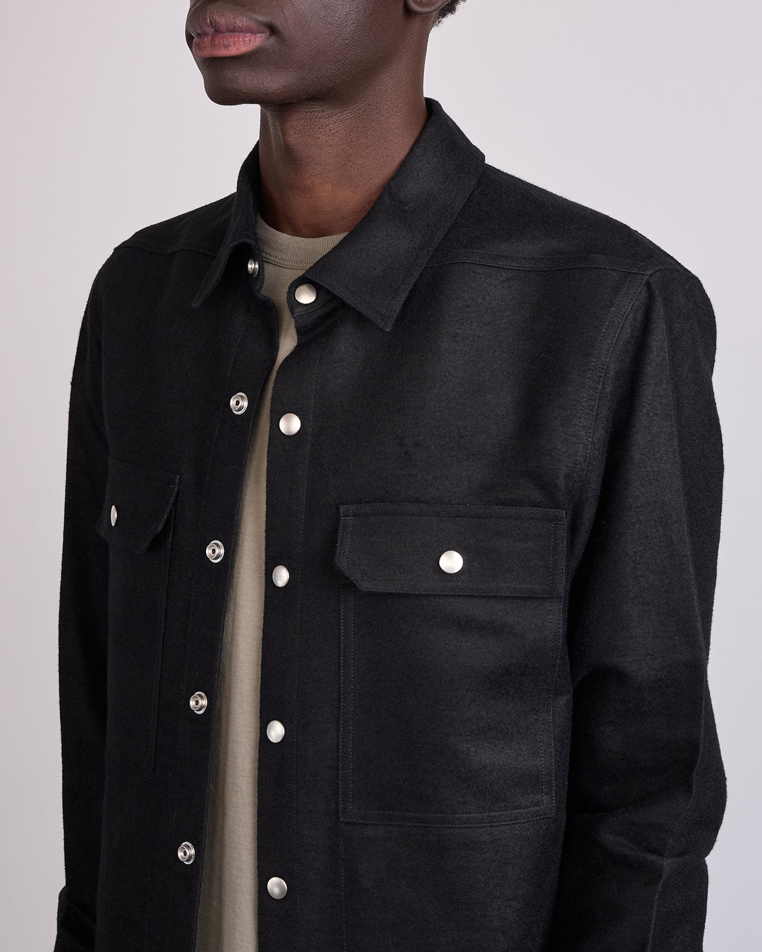 Rick Owens Outershirt Ramie Moleskin Black