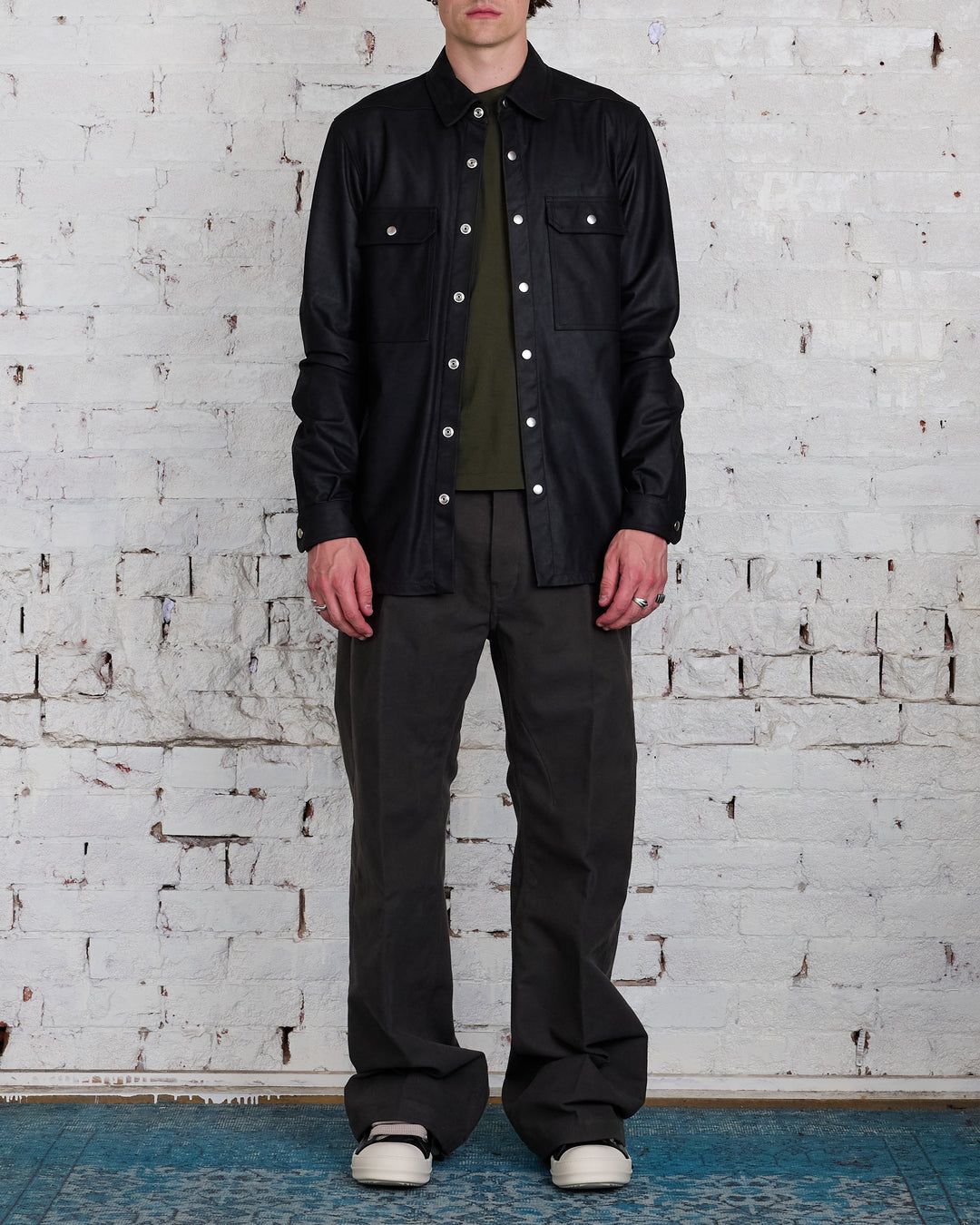 Rick Owens Outershirt Siena Calf Leather Black