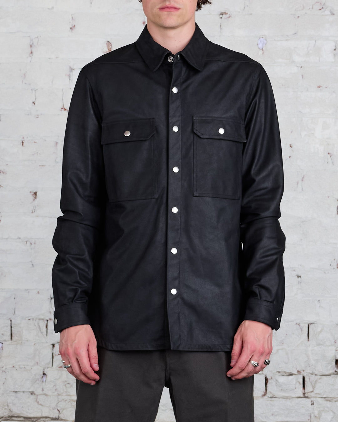 Rick Owens Outershirt Siena Calf Leather Black