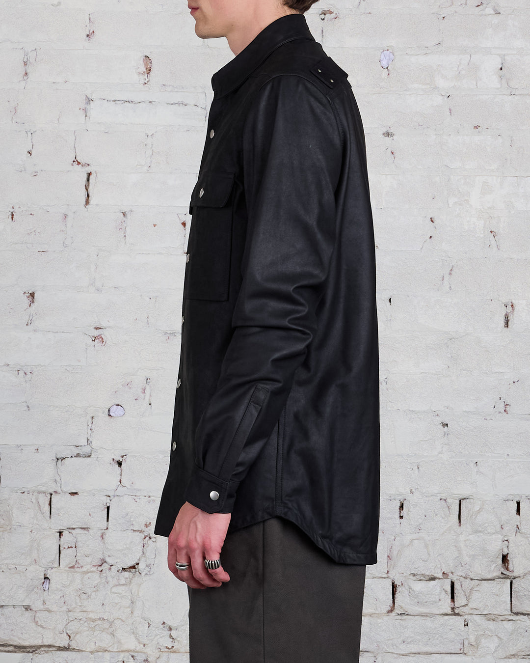 Rick Owens Outershirt Siena Calf Leather Black