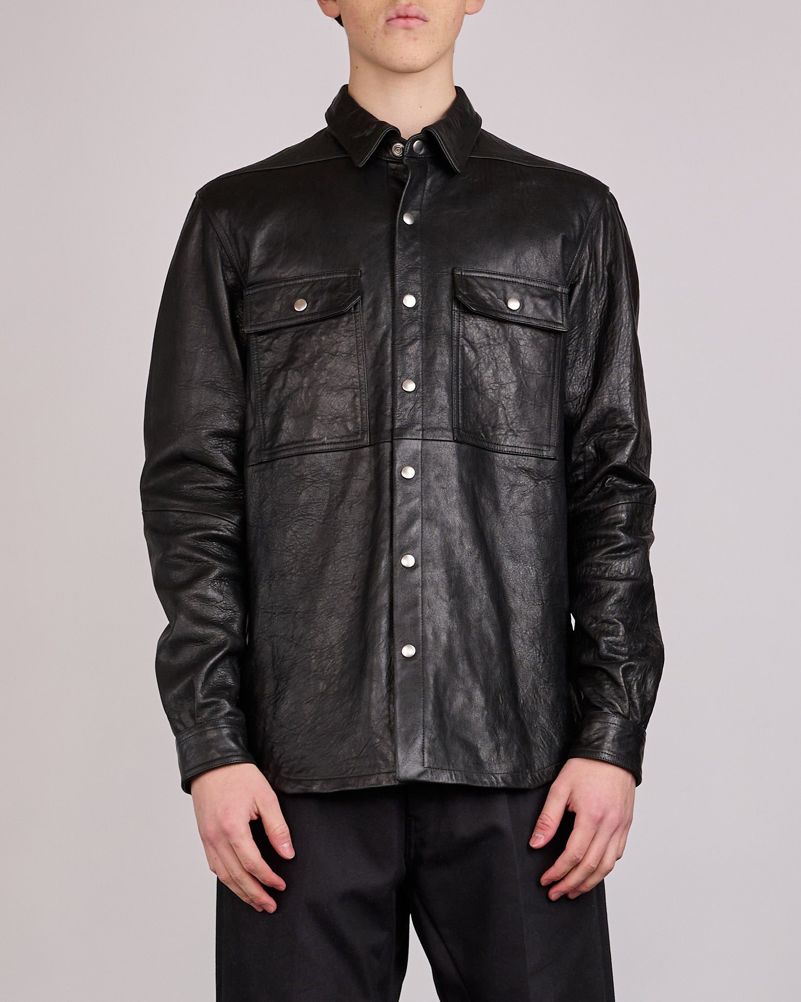 Rick Owens Outershirt Tumbled Lamb Leather Black – LESS 17
