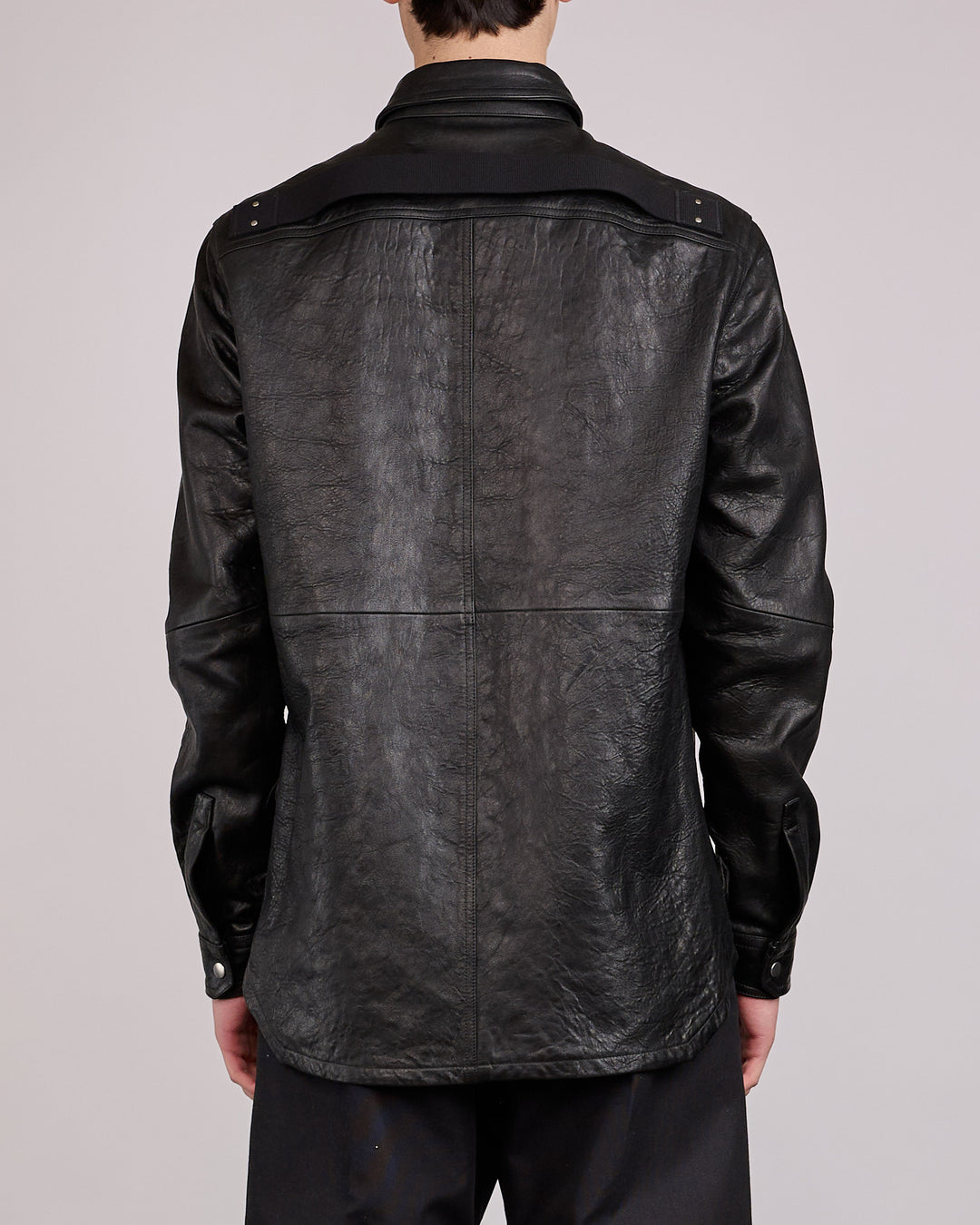 Rick Owens Outershirt Tumbled Lamb Leather Black