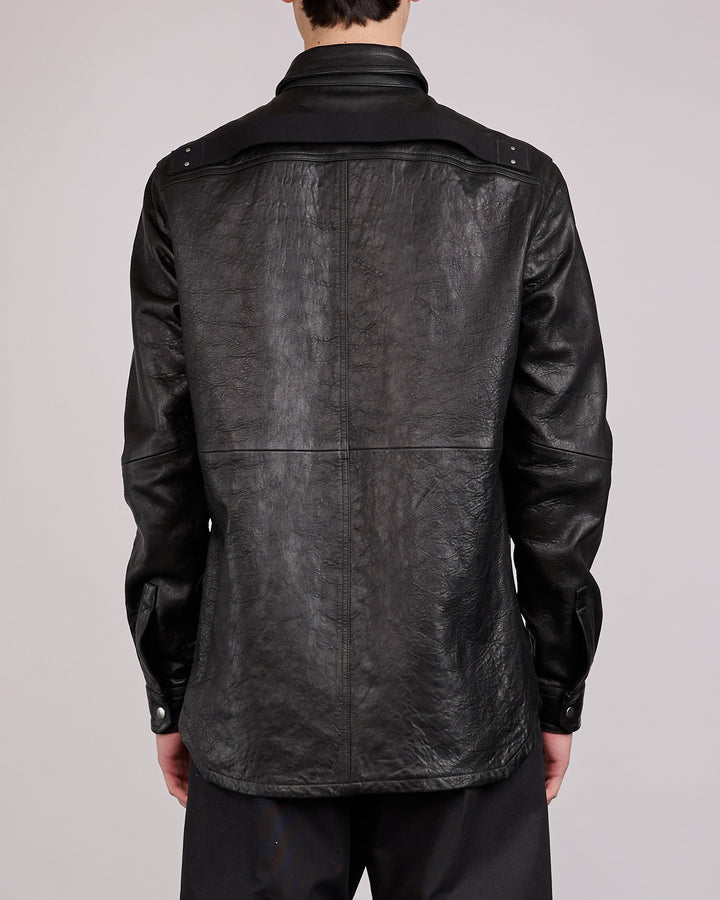 Rick Owens Outershirt Tumbled Lamb Leather Black