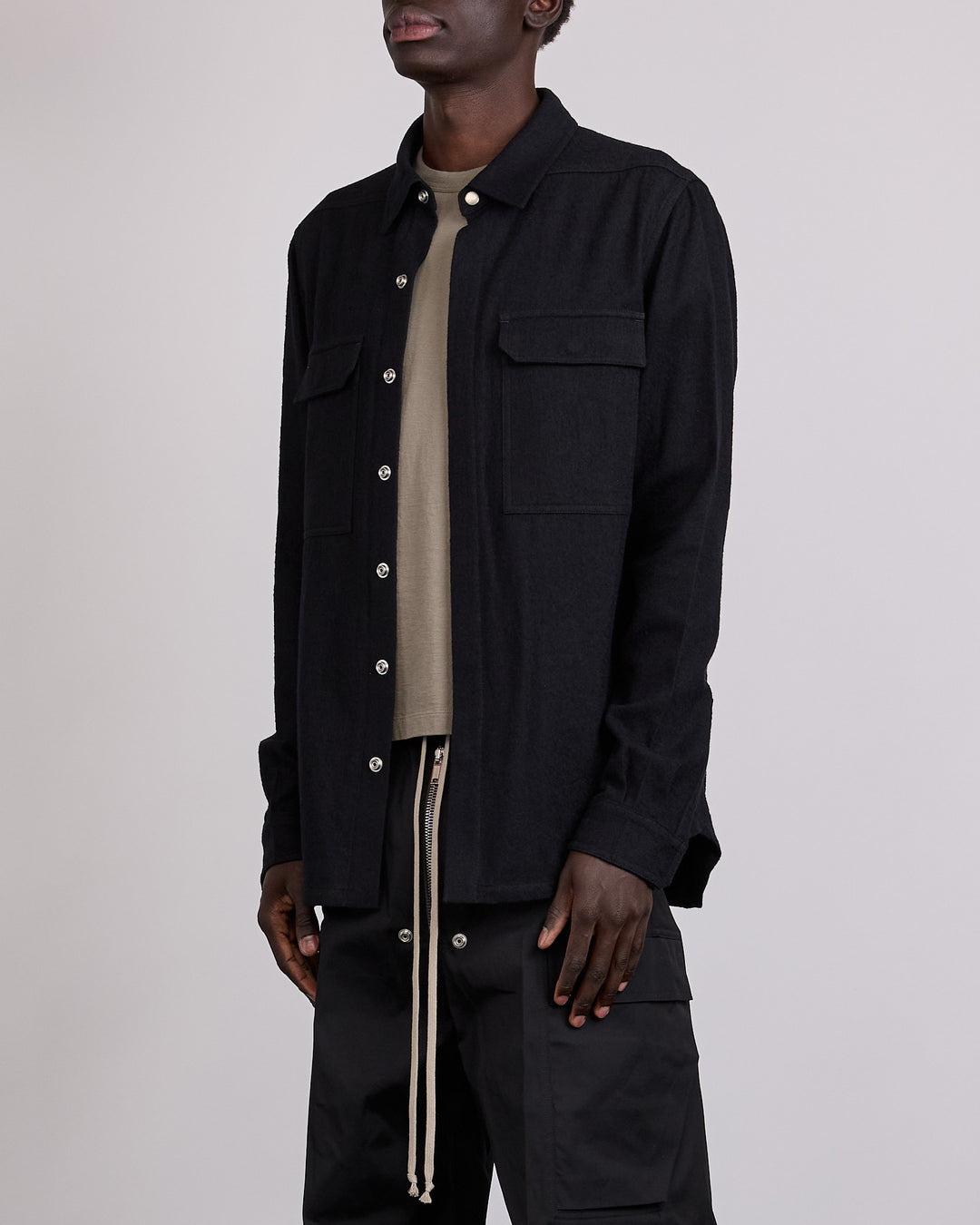 Rick Owens Outershirt Warm Flannel Black