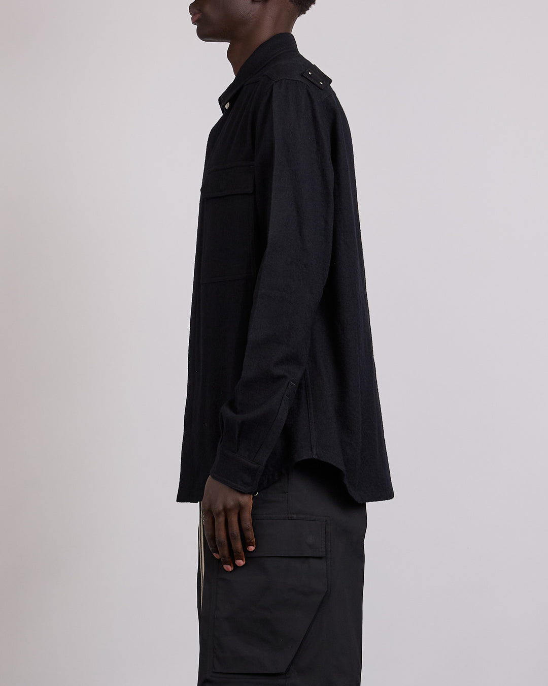 Rick Owens Outershirt Warm Flannel Black