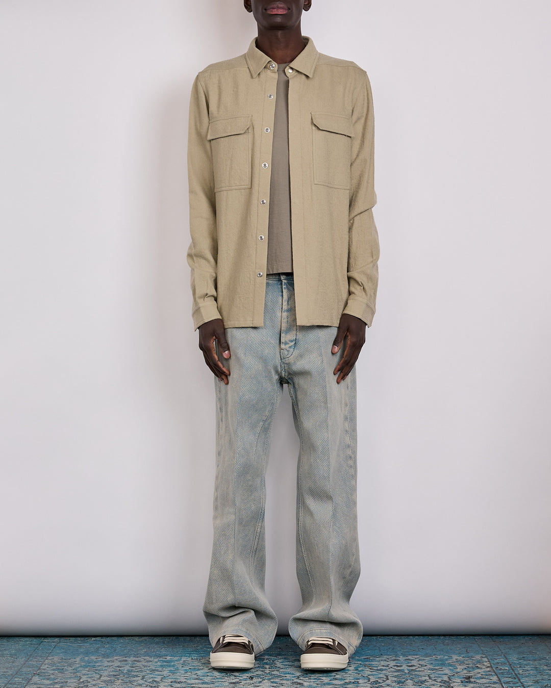 Rick Owens Outershirt Warm Flannel Pearl