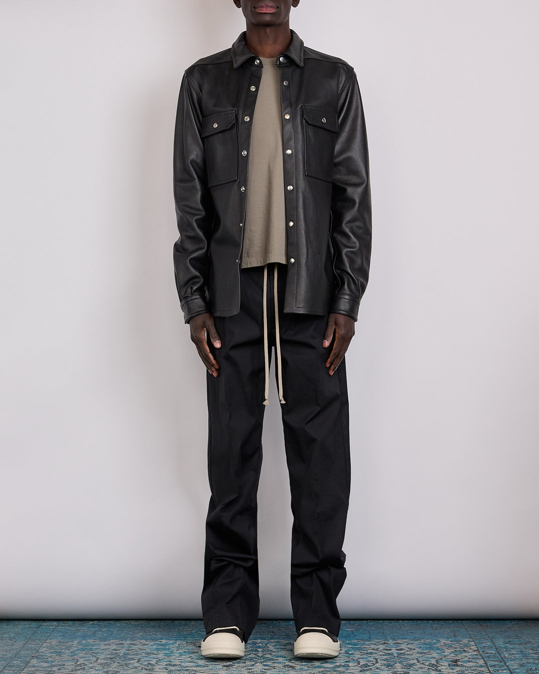 Rick Owens Outershirt Waxy Cow Leather Black