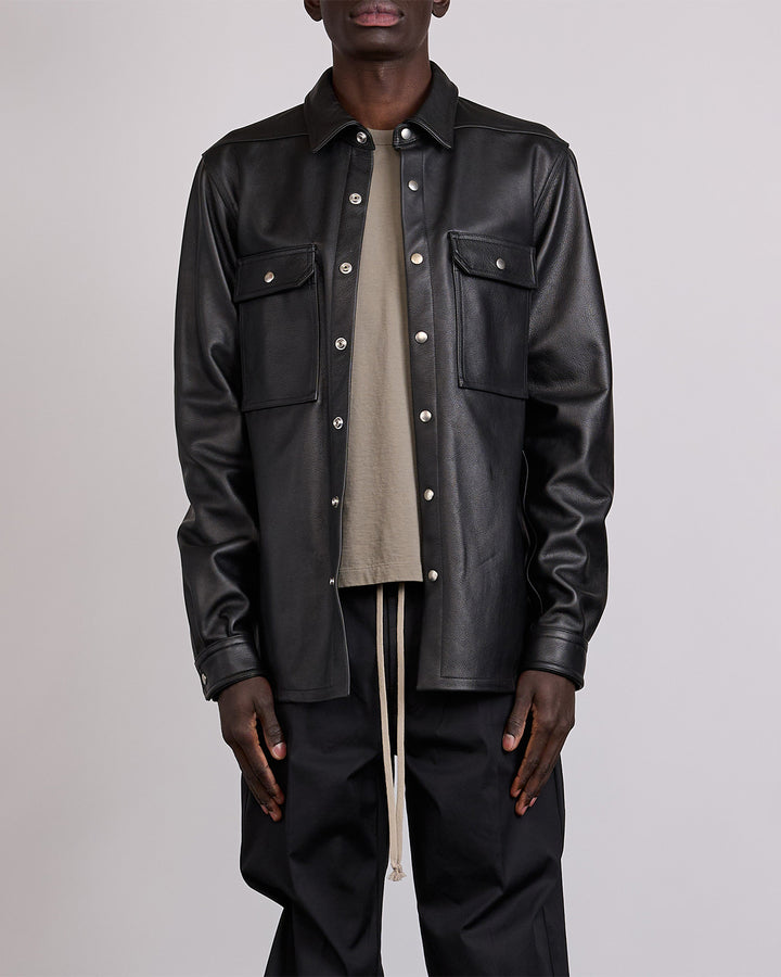Rick Owens Outershirt Waxy Cow Leather Black