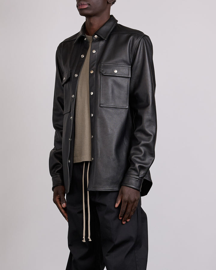 Rick Owens Outershirt Waxy Cow Leather Black
