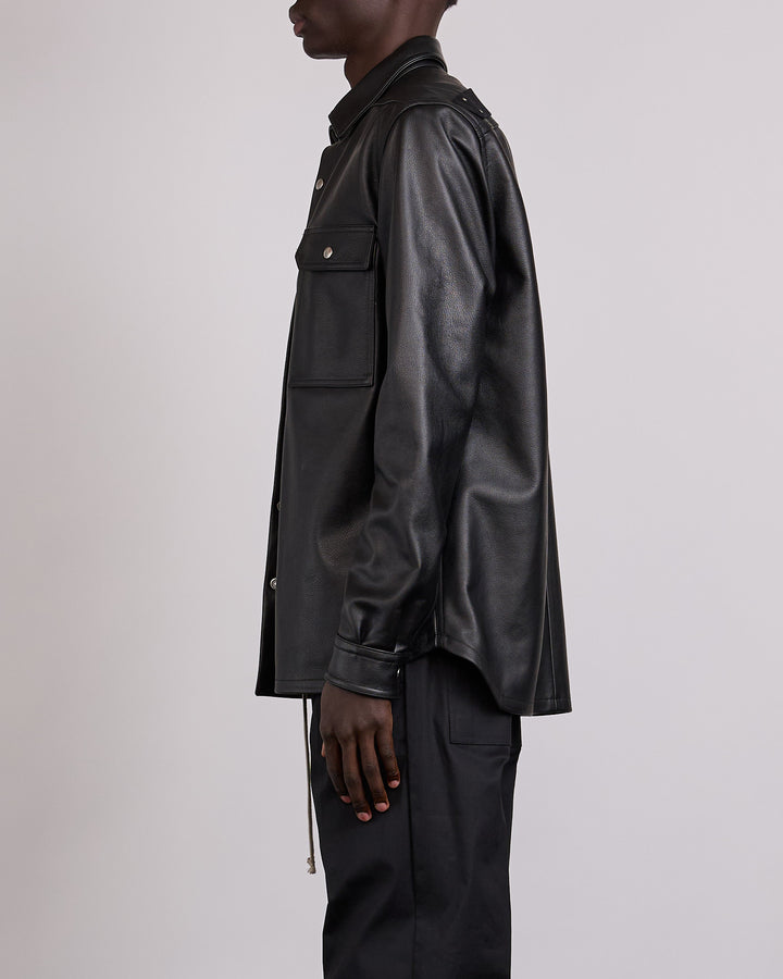 Rick Owens Outershirt Waxy Cow Leather Black