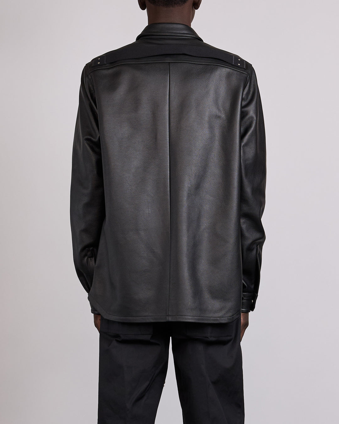 Rick Owens Outershirt Waxy Cow Leather Black