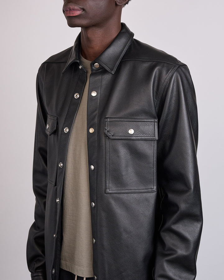 Rick Owens Outershirt Waxy Cow Leather Black