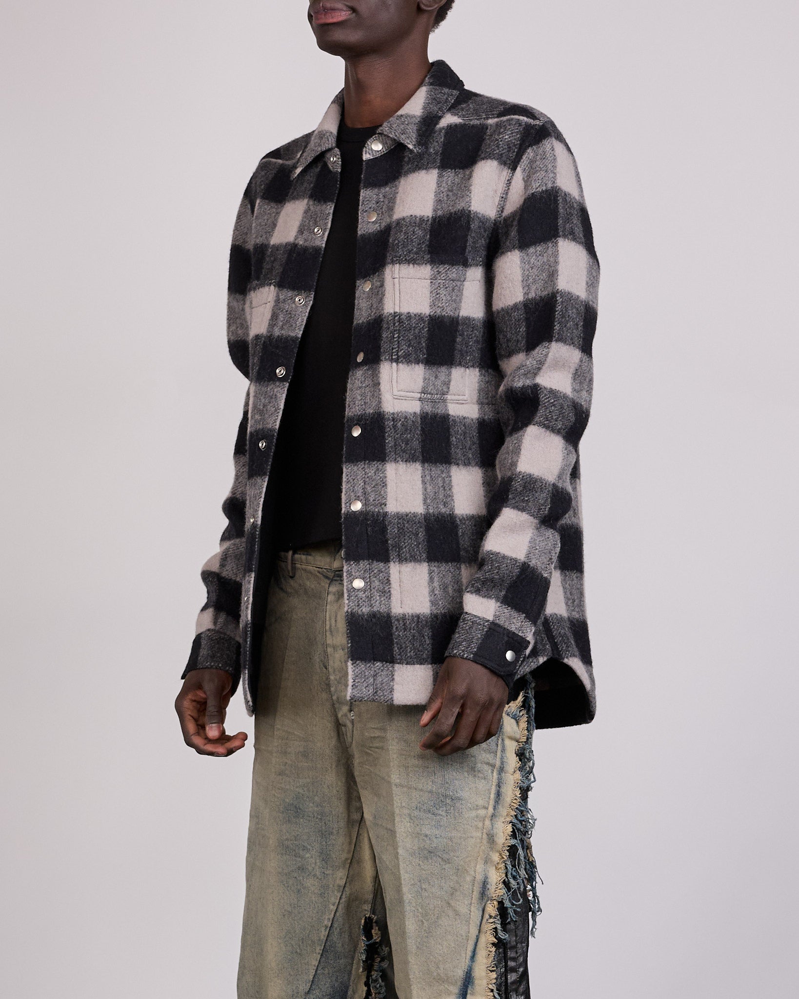 Rick Owens Outershirt Wool Jumbo Plaid Black Plaid – LESS 17