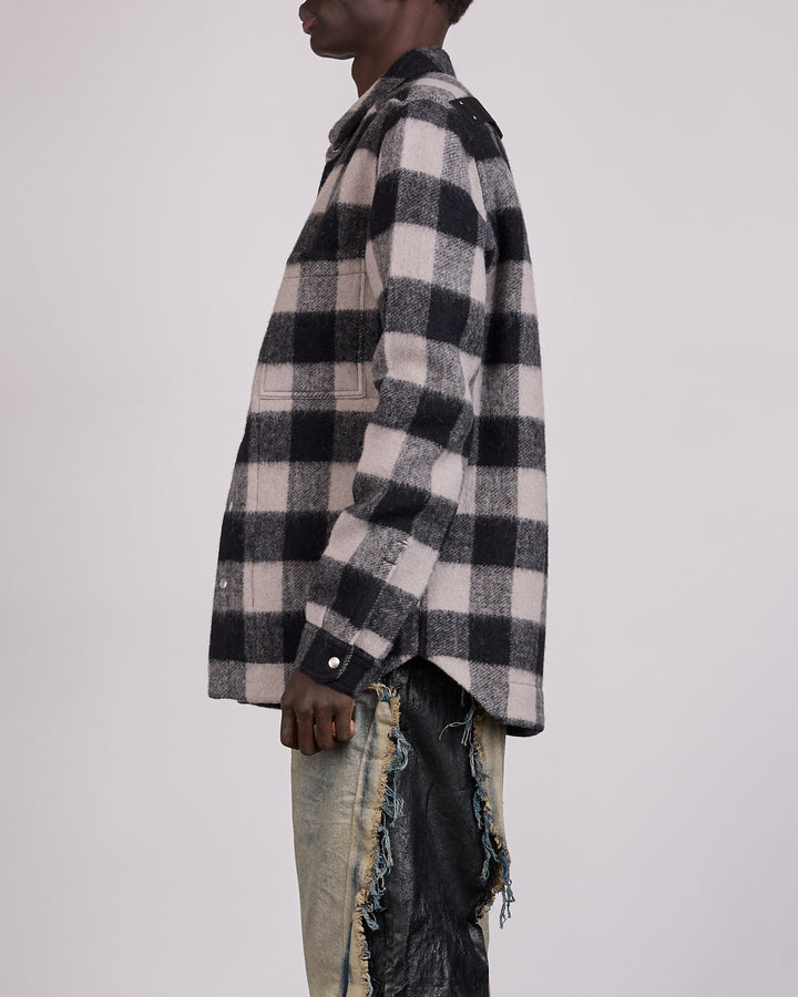 Rick Owens Outershirt Wool Jumbo Plaid Black Plaid