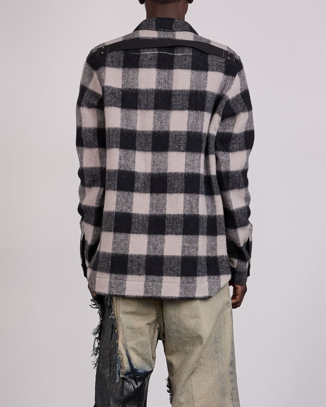 Rick Owens Outershirt Wool Jumbo Plaid Black Plaid