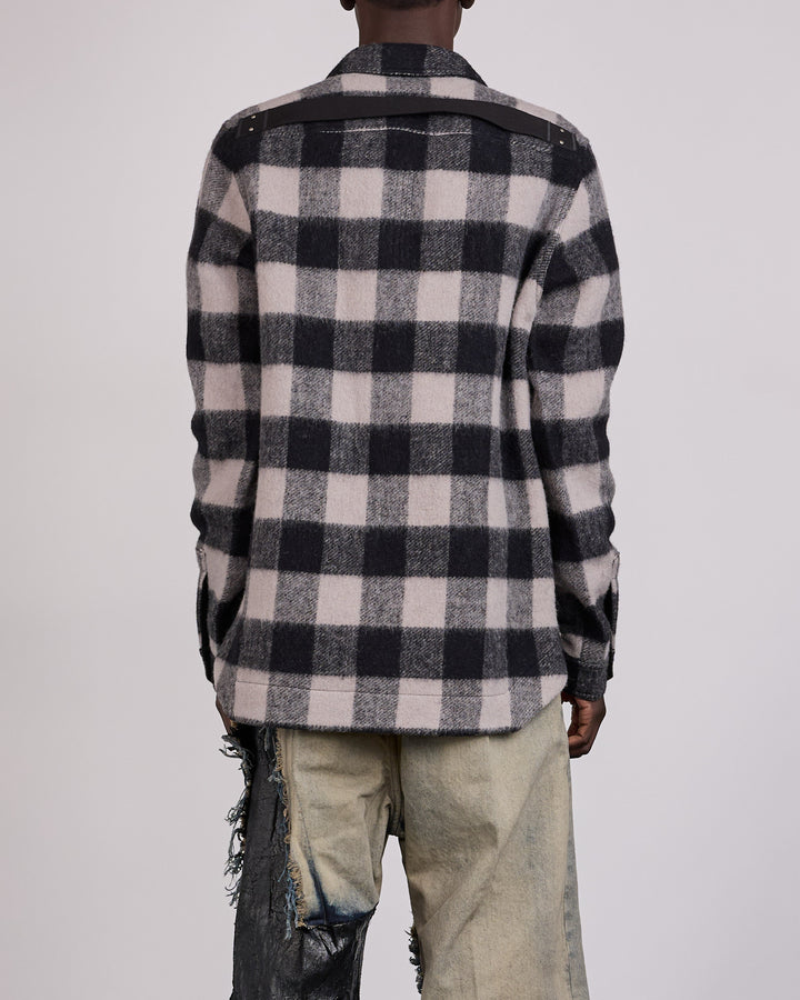 Rick Owens Outershirt Wool Jumbo Plaid Black Plaid