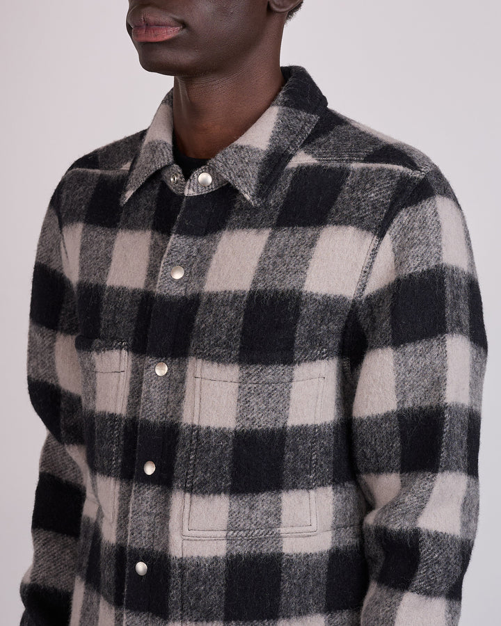 Rick Owens Outershirt Wool Jumbo Plaid Black Plaid