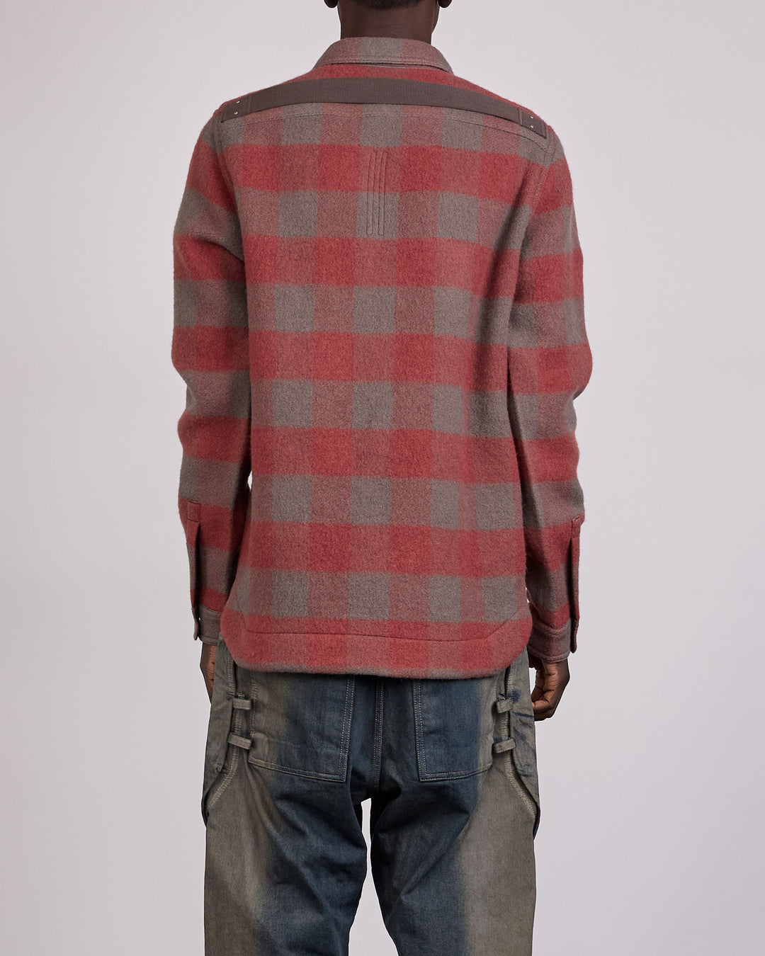 Rick Owens Outershirt Wool Jumbo Plaid Rosewood Plaid