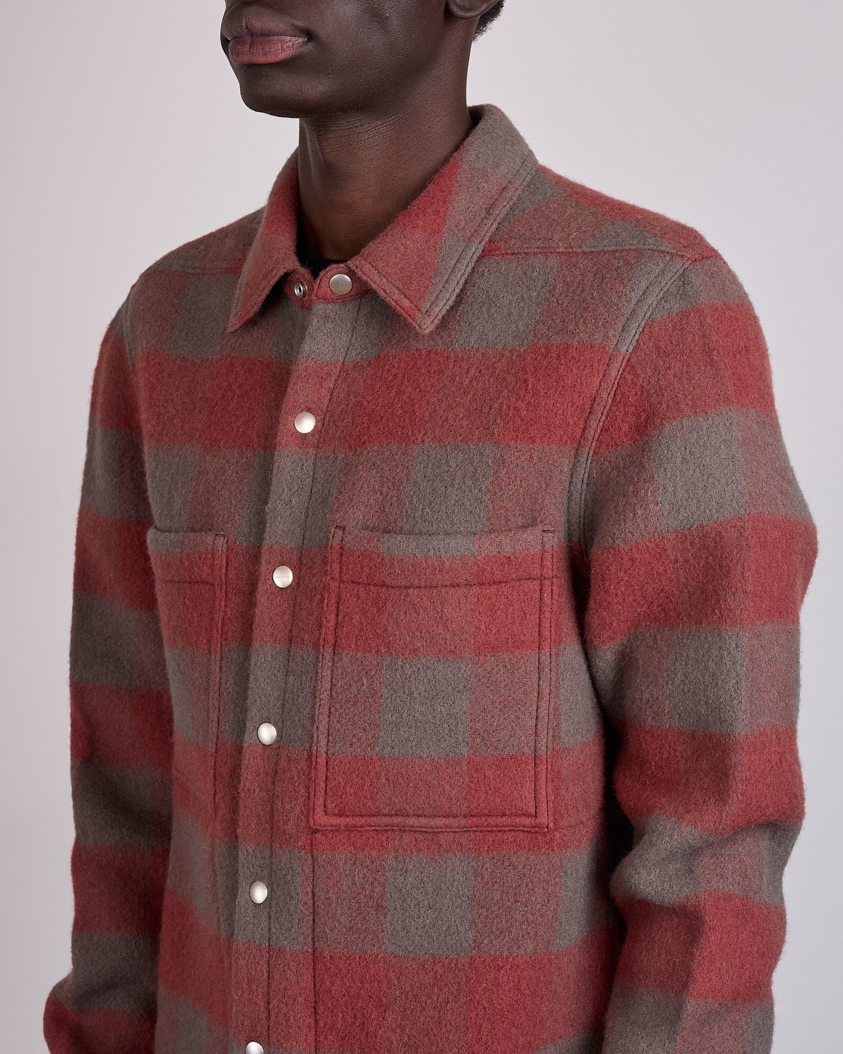 Rick Owens Outershirt Wool Jumbo Plaid Rosewood Plaid – LESS 17
