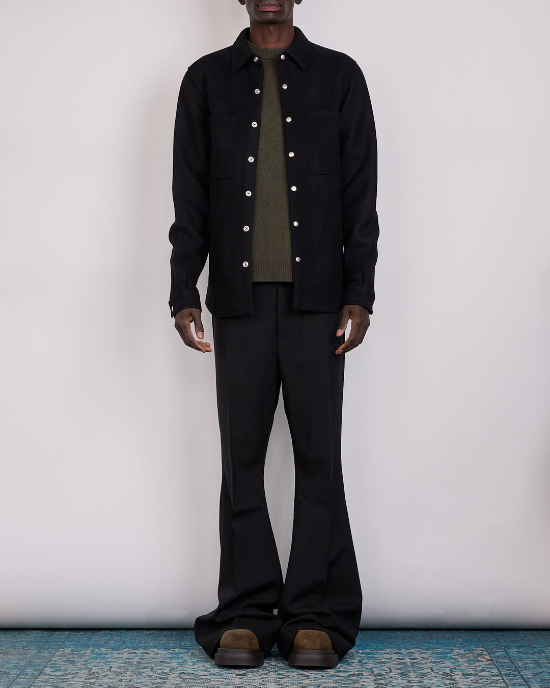 Rick Owens Outershirt Wool Melton Black