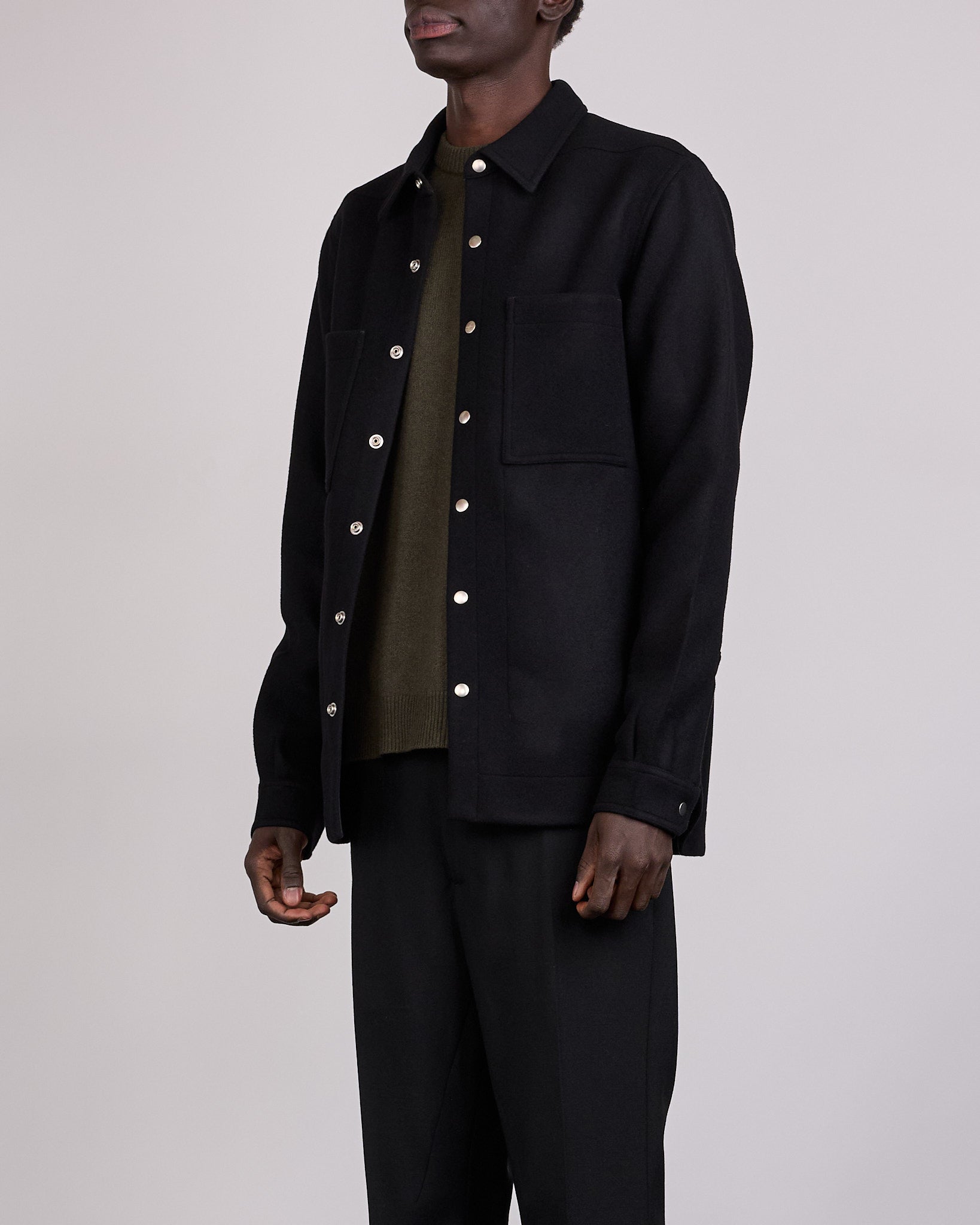 Rick Owens Outershirt Wool Melton Black – LESS 17