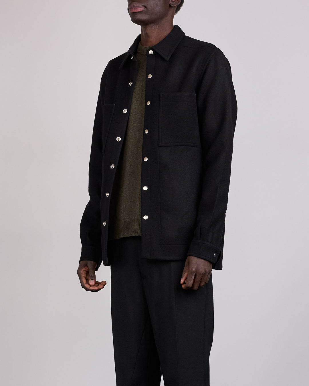 Rick Owens Outershirt Wool Melton Black