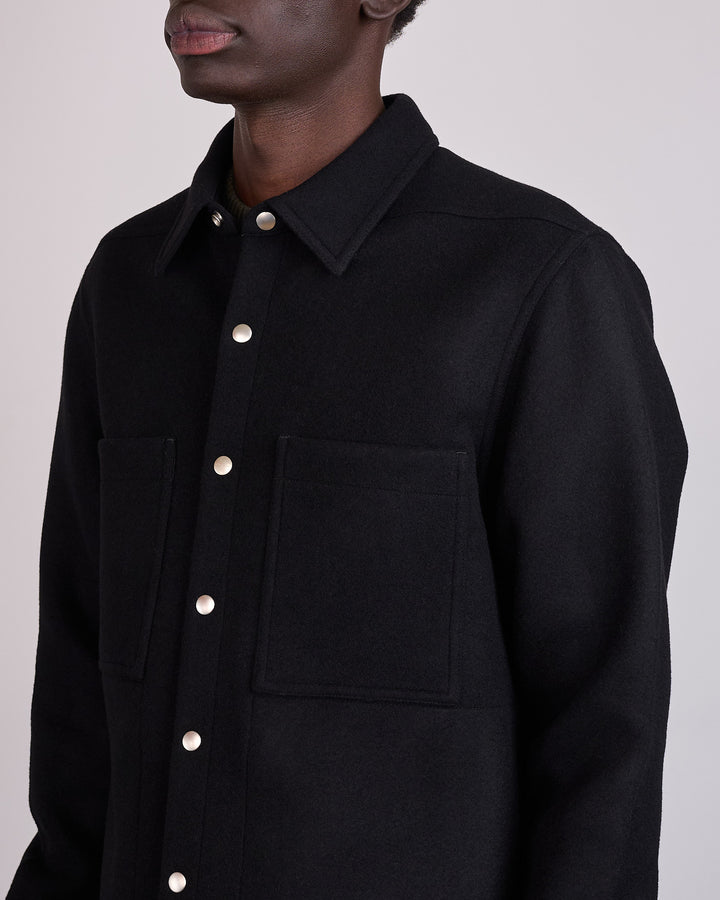 Rick Owens Outershirt Wool Melton Black