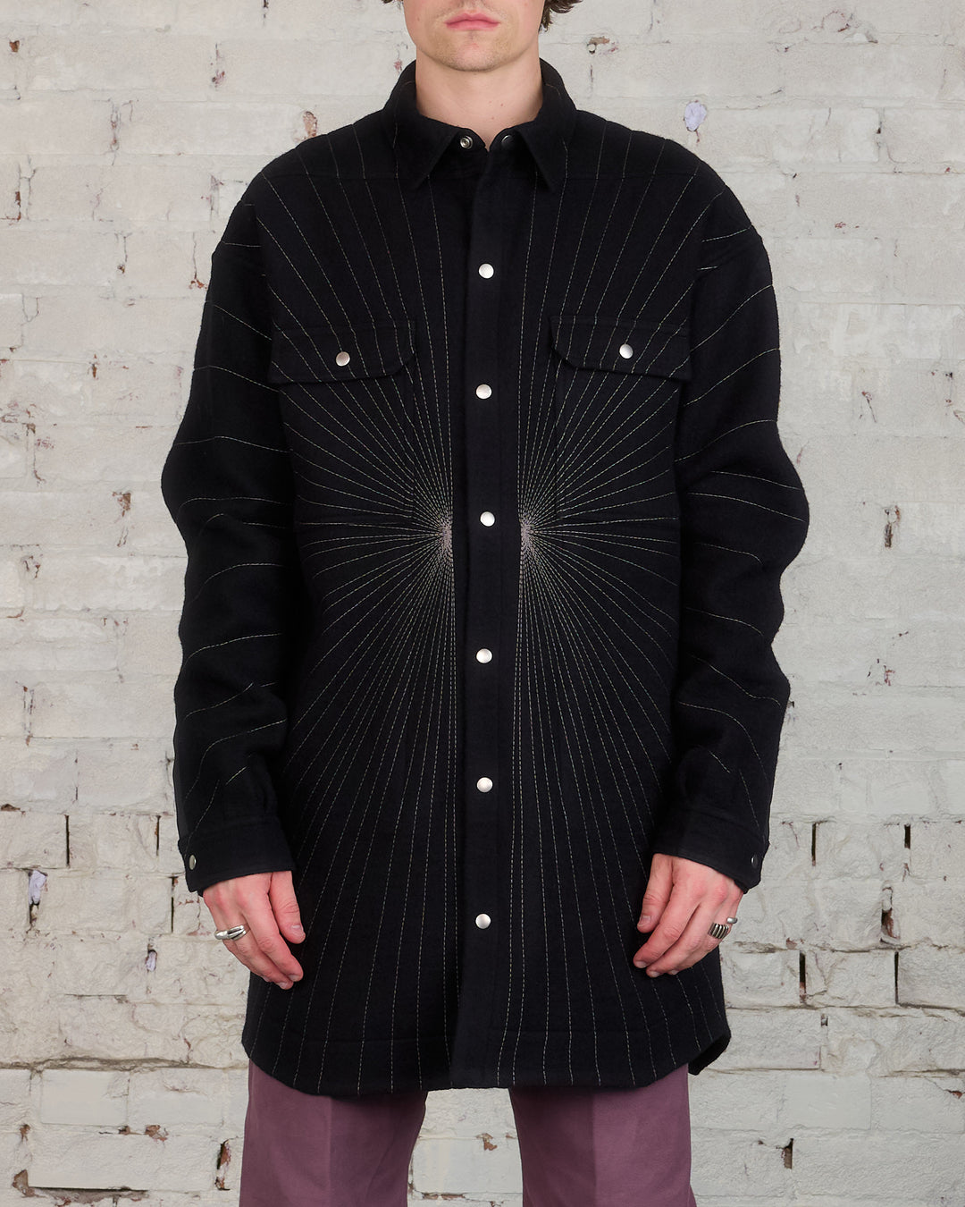 Rick Owens Oversized Outershirt Boiled Wool Radiance Black