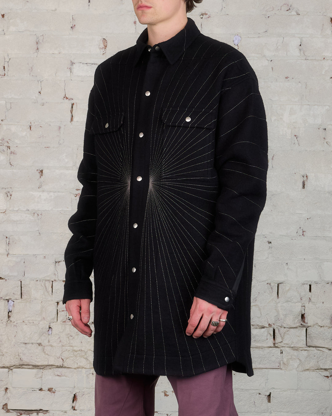 Rick Owens Oversized Outershirt Boiled Wool Radiance Black