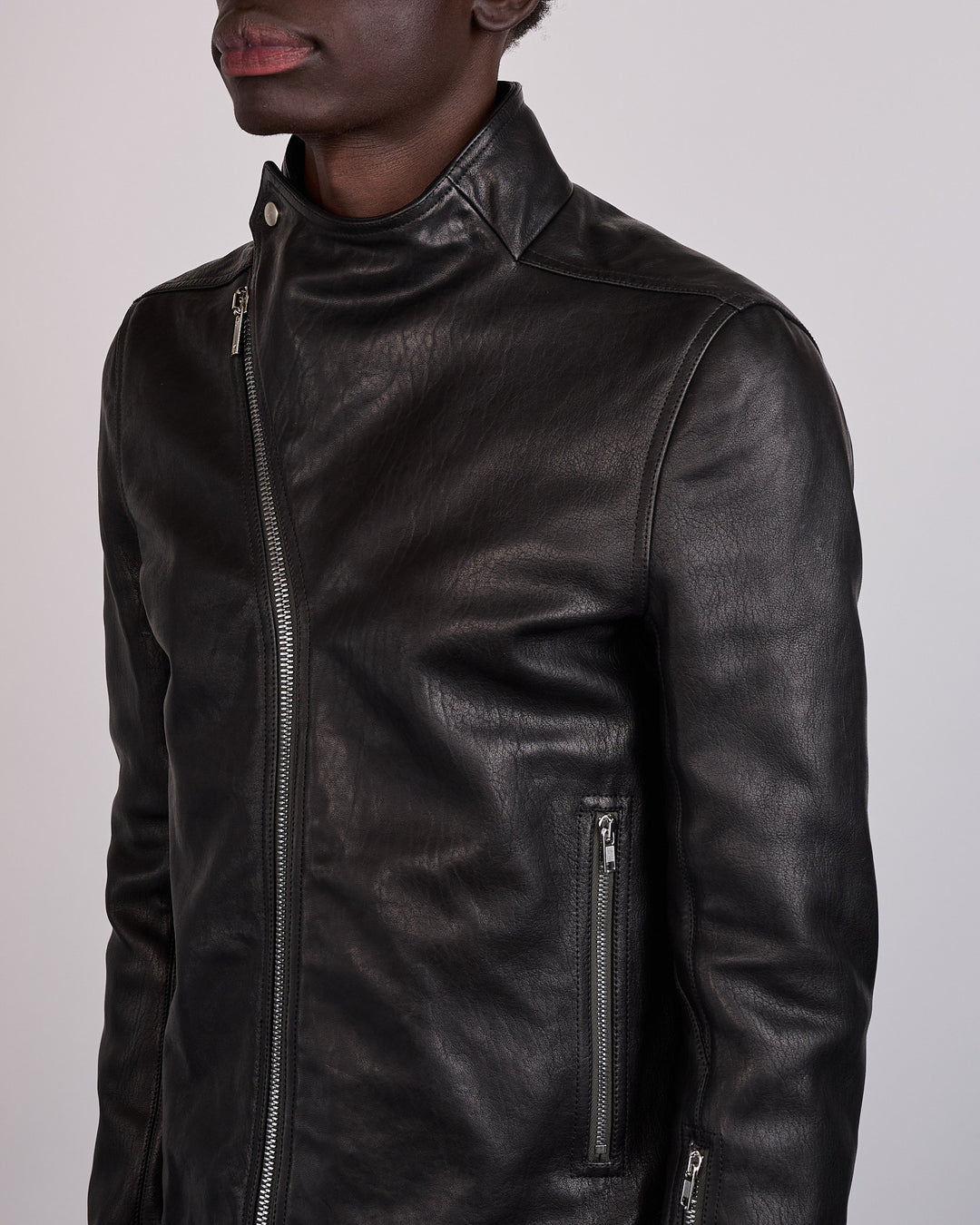Rick Owens Release Jacket Washed Lamb Leather Black