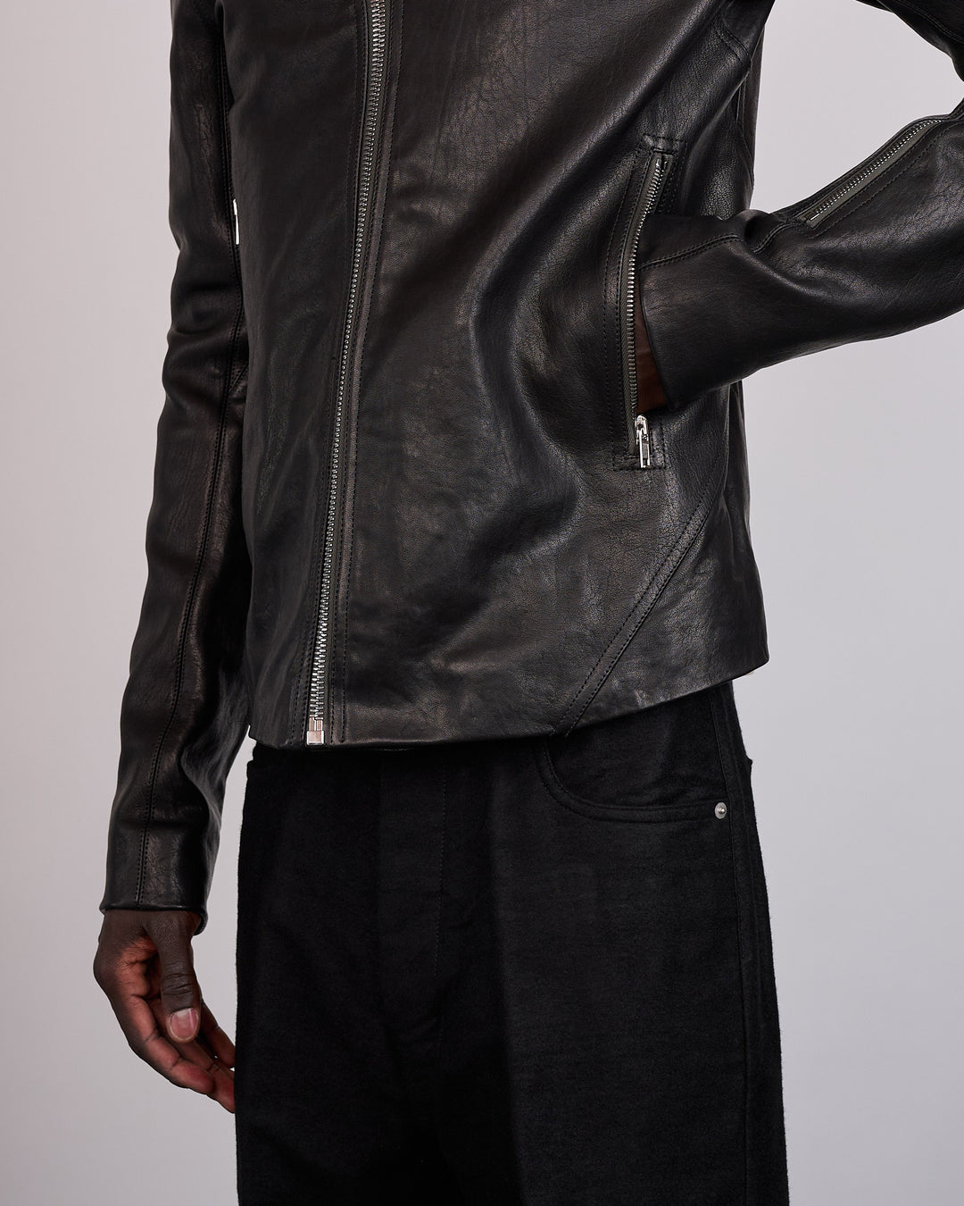 Rick Owens Release Jacket Washed Lamb Leather Black